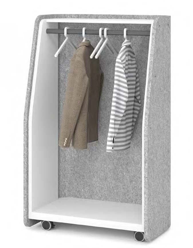 Hammerbacher mobile Garderobe "GWA1" hellgrauer Filz, weisser Innernkorpus. Lieferzeit ca 1 Woche