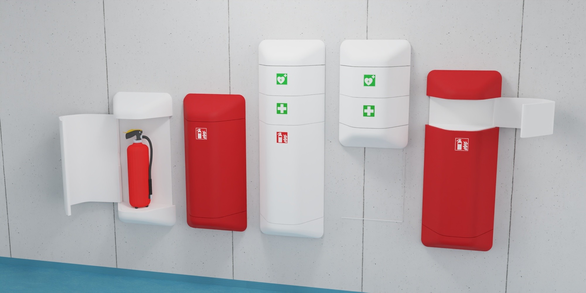 fm Feuerlöscherschrank, Erste-Hilfe-Box "HELP"
