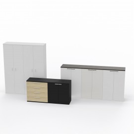 Leuwico Schrankelement "iScube" mit Flügeltüren und Schubladen, alle Größen