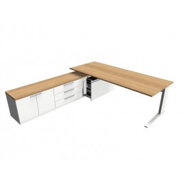 Leuwico Schreibtisch "iMove C" mit Lowboardunterbau, feste Höhe oder höheneinstellbar