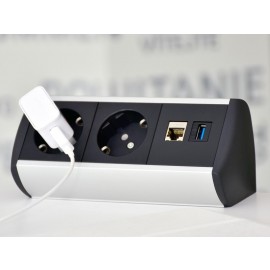 Netbox Leaf, 2 x Schuko 1 x RJ45, 1x USB A (Rahmenlose Module)