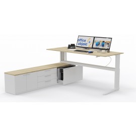 Leuwico Schreibtisch "iMove C" mit Lowboardunterbau, höhenverstellbar (Steh/Sitz)